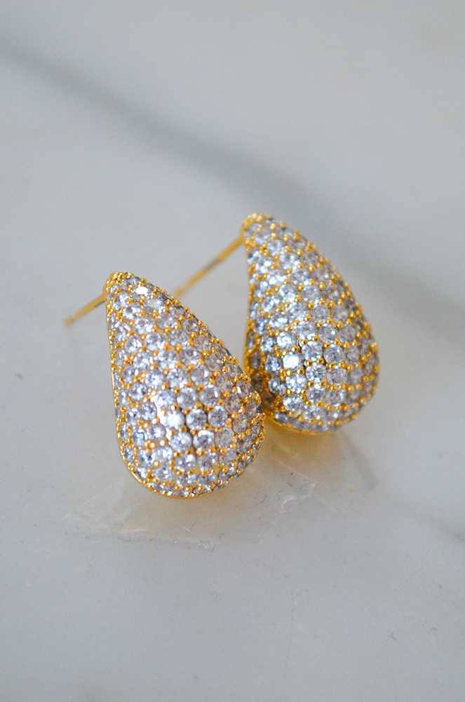 Boucles d'Oreilles Goutte Strass Doré ANYA Noho - 2