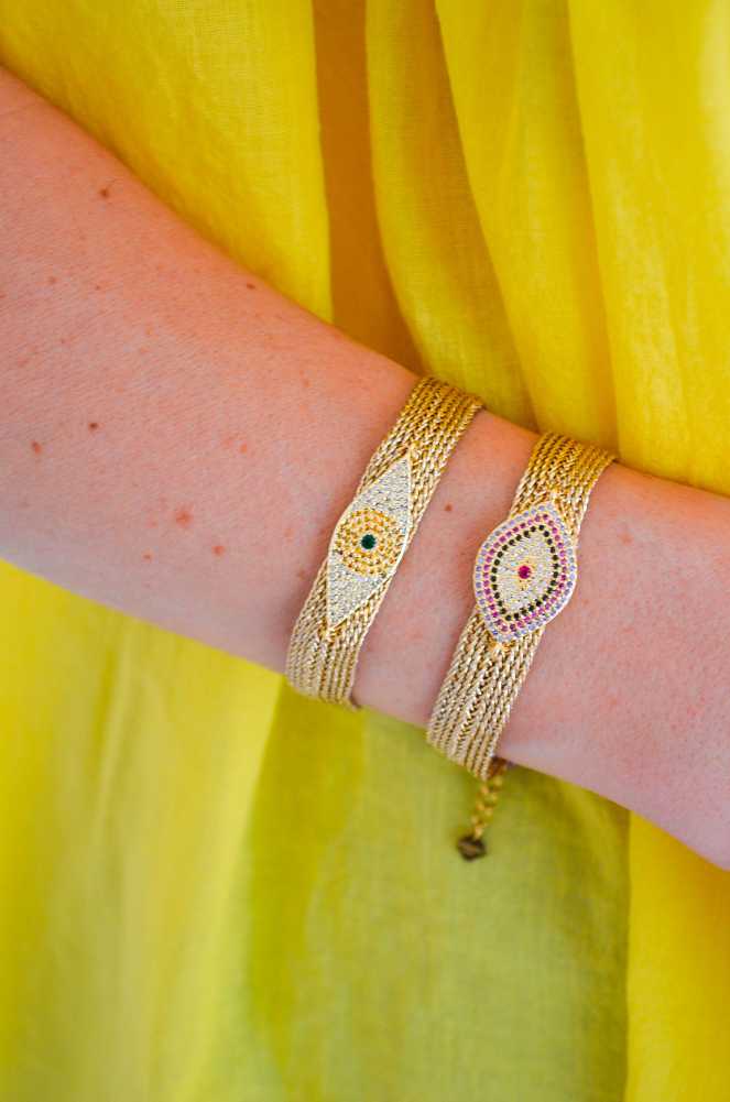 Goldenes Lila-Augen-Armband SIENNA  - 1