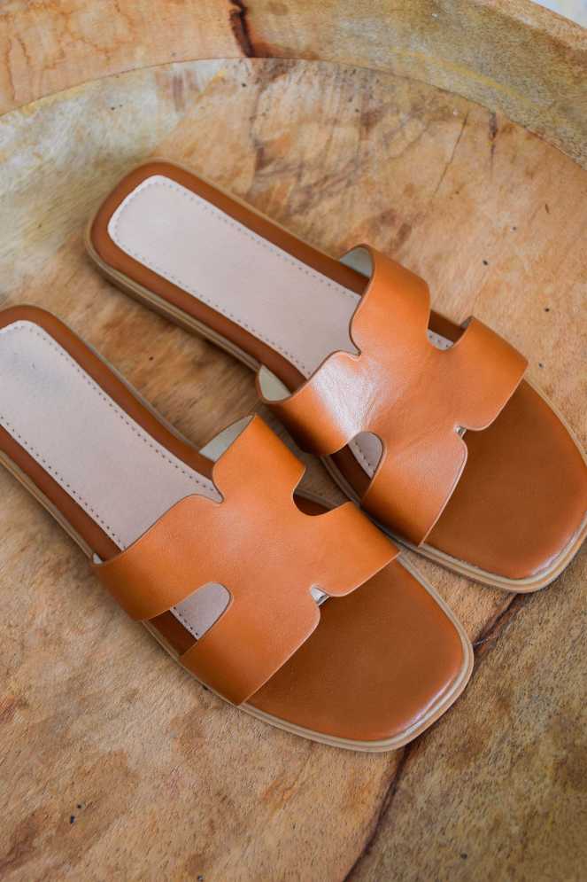 NINA Camel Flat Sandals Noho - 1