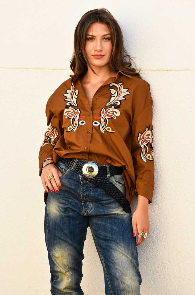 ELIA Camel Embroidered Blouse Noho - 1