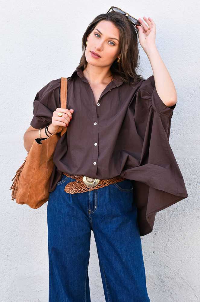 GABRIELLE Brown Loose Blouse Noho - 1