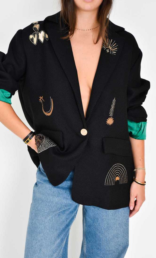 Veste Blazer Strass Noire ANGELA Noho - 1