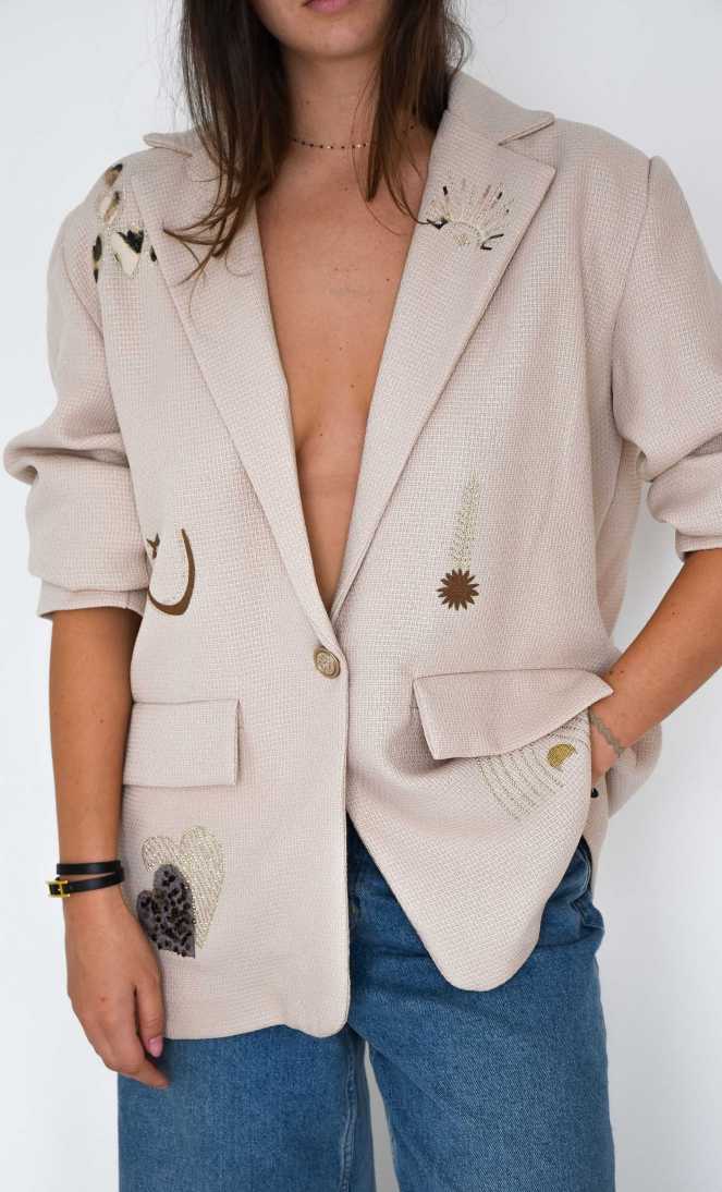 ANGELA Nude Strass Blazer Jacket Noho - 1