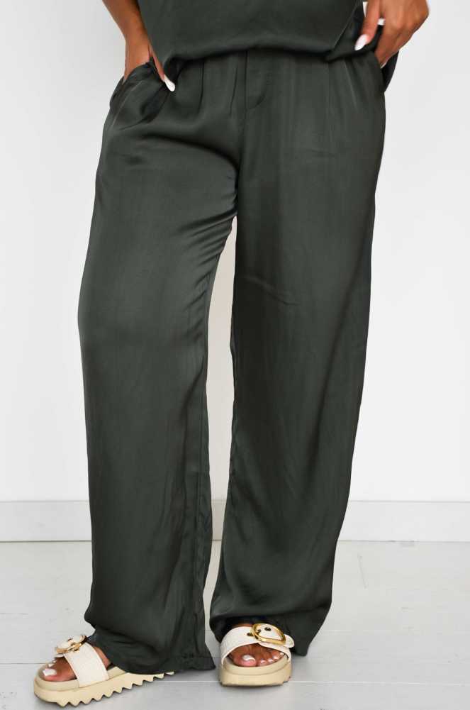 NINA Khaki Satin Pants Noho - 1