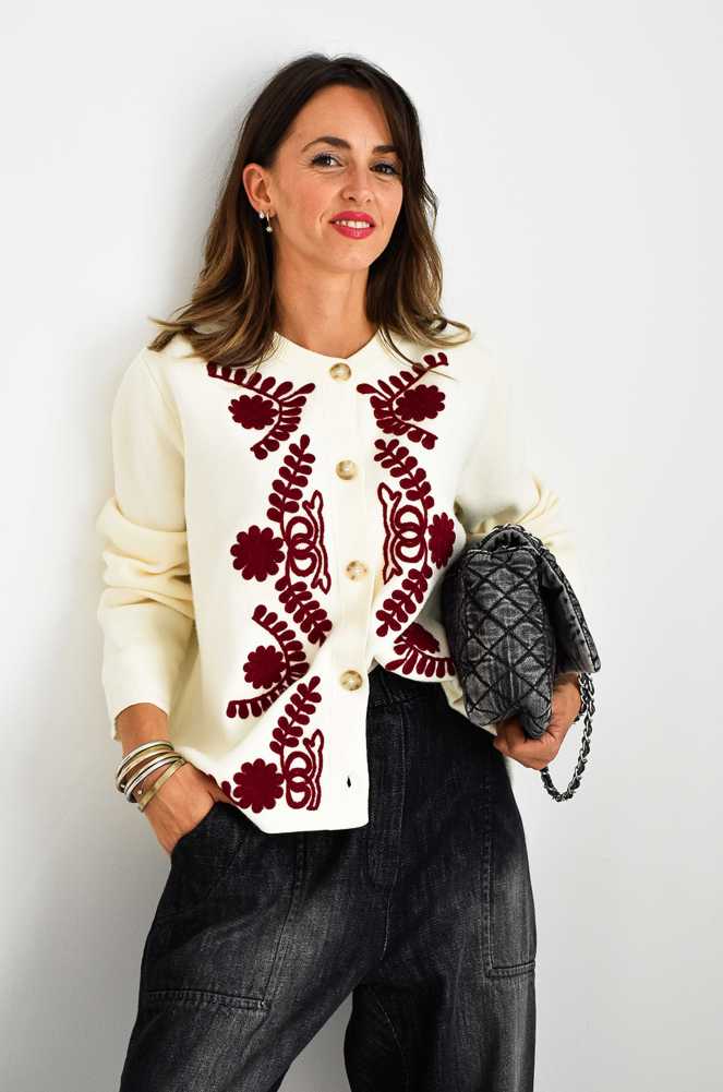 Bordeaux embroidered waistcoat TESS Noho - 1