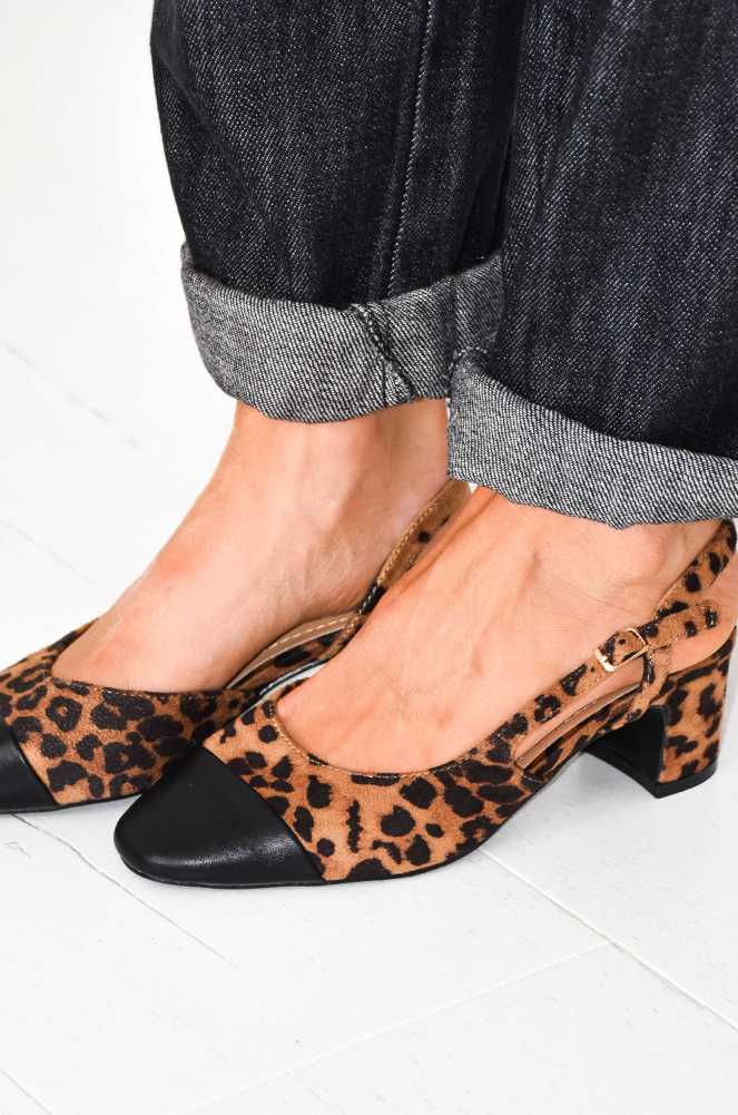 DEBBY Leopard Slinback Heels Noho - 1