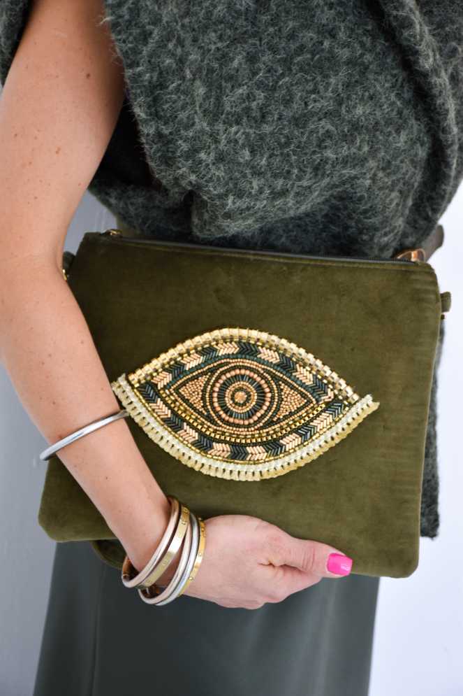 CATHY Khaki Eye Clutch Bag Noho - 1