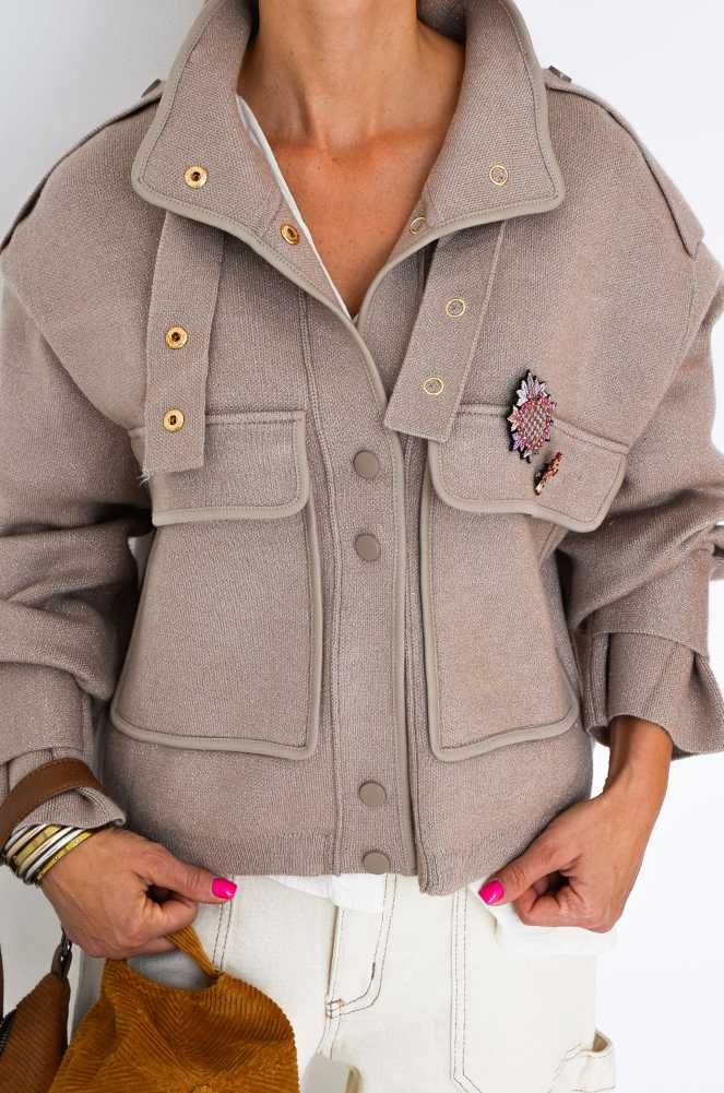 Taupe Pailletten Jacke ERIKA Noho - 1