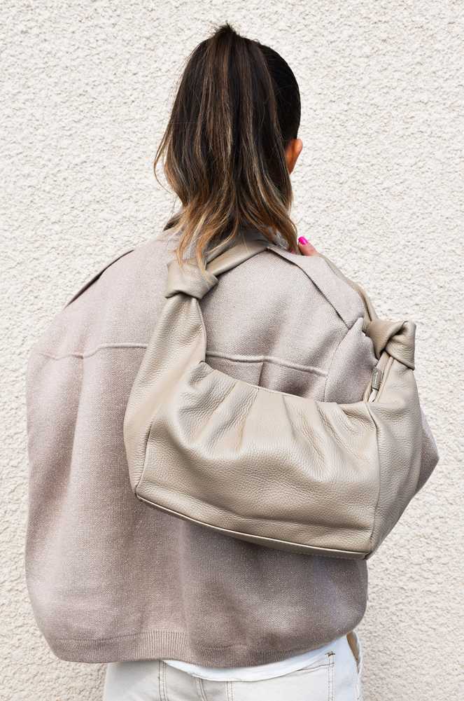 Taupe leather bag LUCILLA Noho - 1