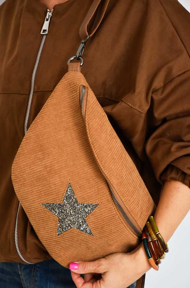 Bolso de mano camel con estrella FLAVIE Noho - 1