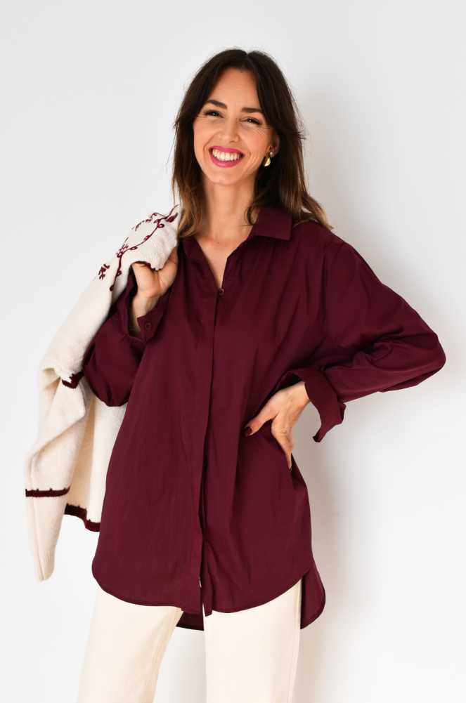 Chemise Unie Bordeaux MATHILDE Noho - 1