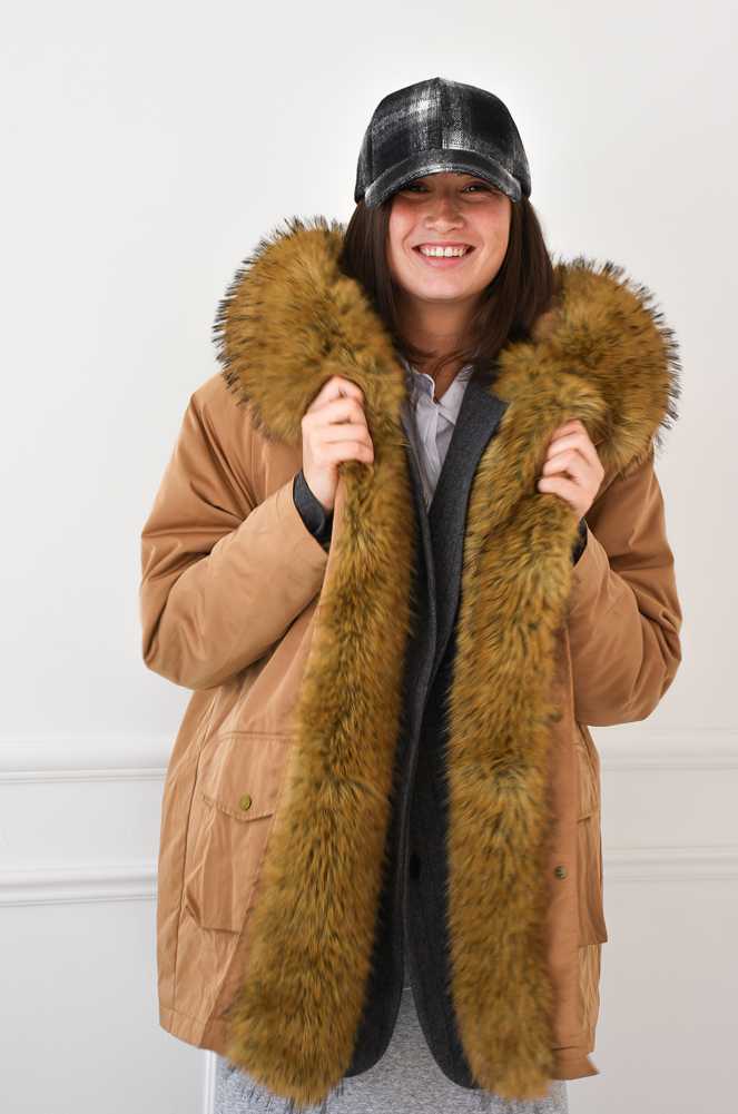 Parka Fourrure Camel ELENA Noho - 1