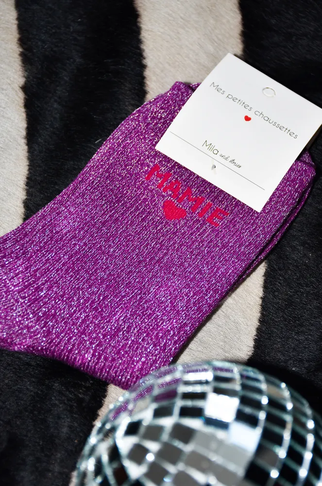 Chaussettes Paillettes Violettes MAMIE