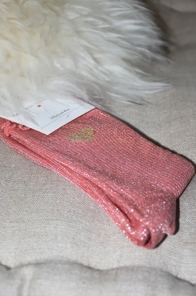 Chaussettes Paillettes Rose COEUR