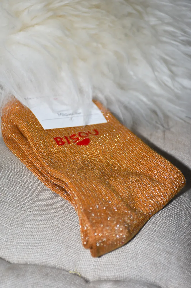 Chaussettes Paillettes Ocre BISOU