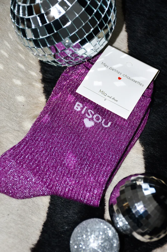 Chaussettes Paillettes Violettes BISOU