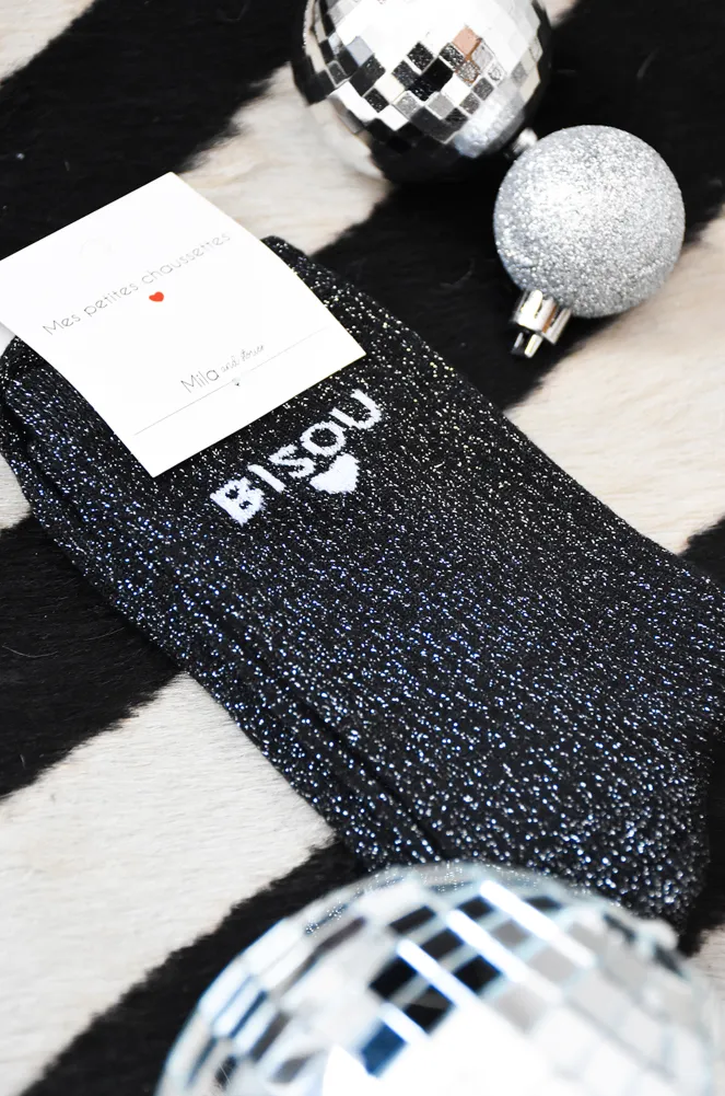 Chaussettes Paillettes Noires BISOU