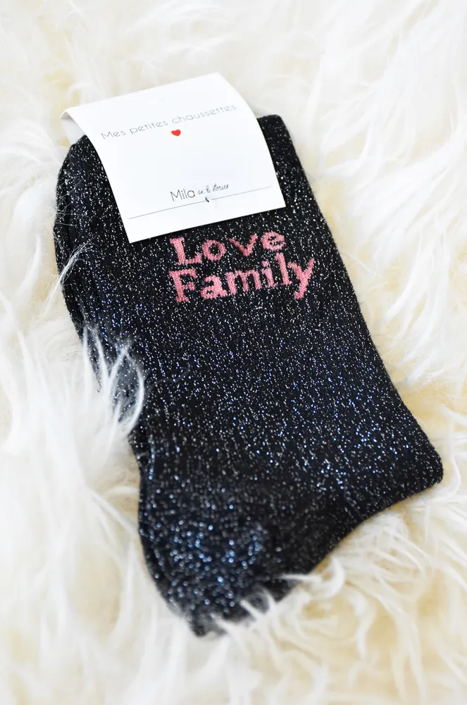 Chaussettes Paillettes Noires FAMILY