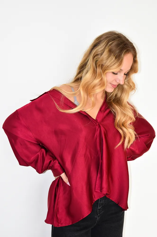 Chemise Satinée Bordeaux LOUISA