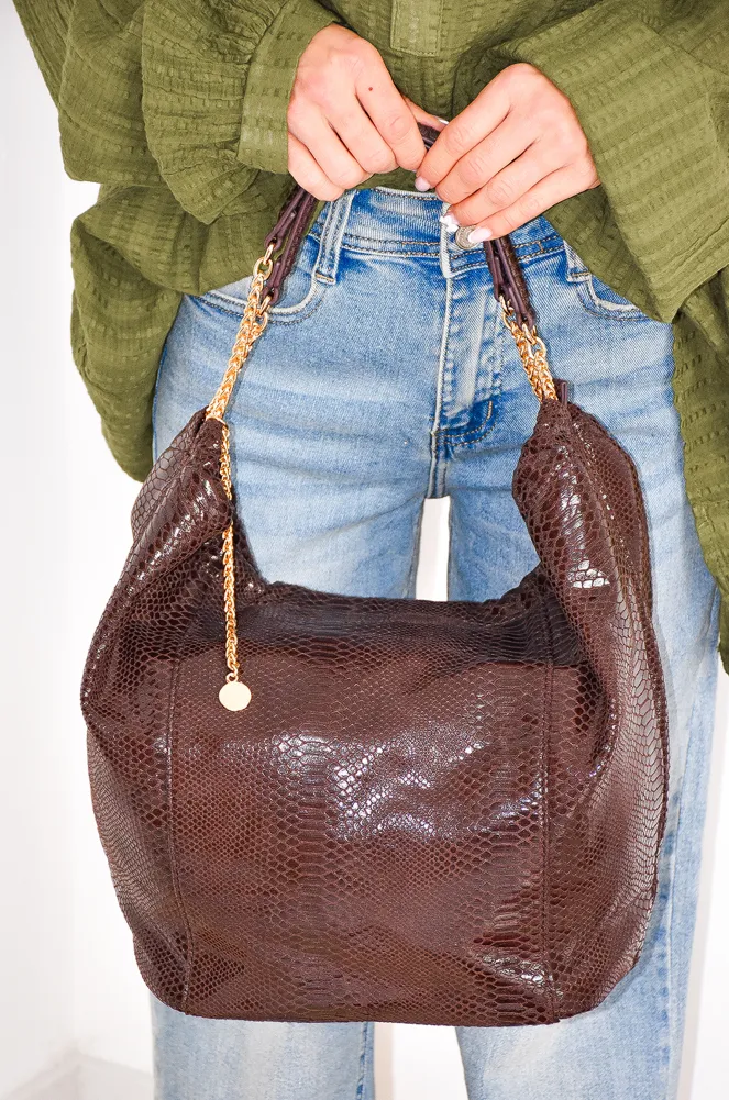 Sac Croco Chocolat THAIS